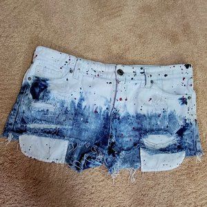 Rue 21 shorts paint splatter exposed pockets sz 9/10 womens
